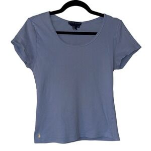Ralph Lauren Light Blue Cotton‎ T-Shirt Women's Large